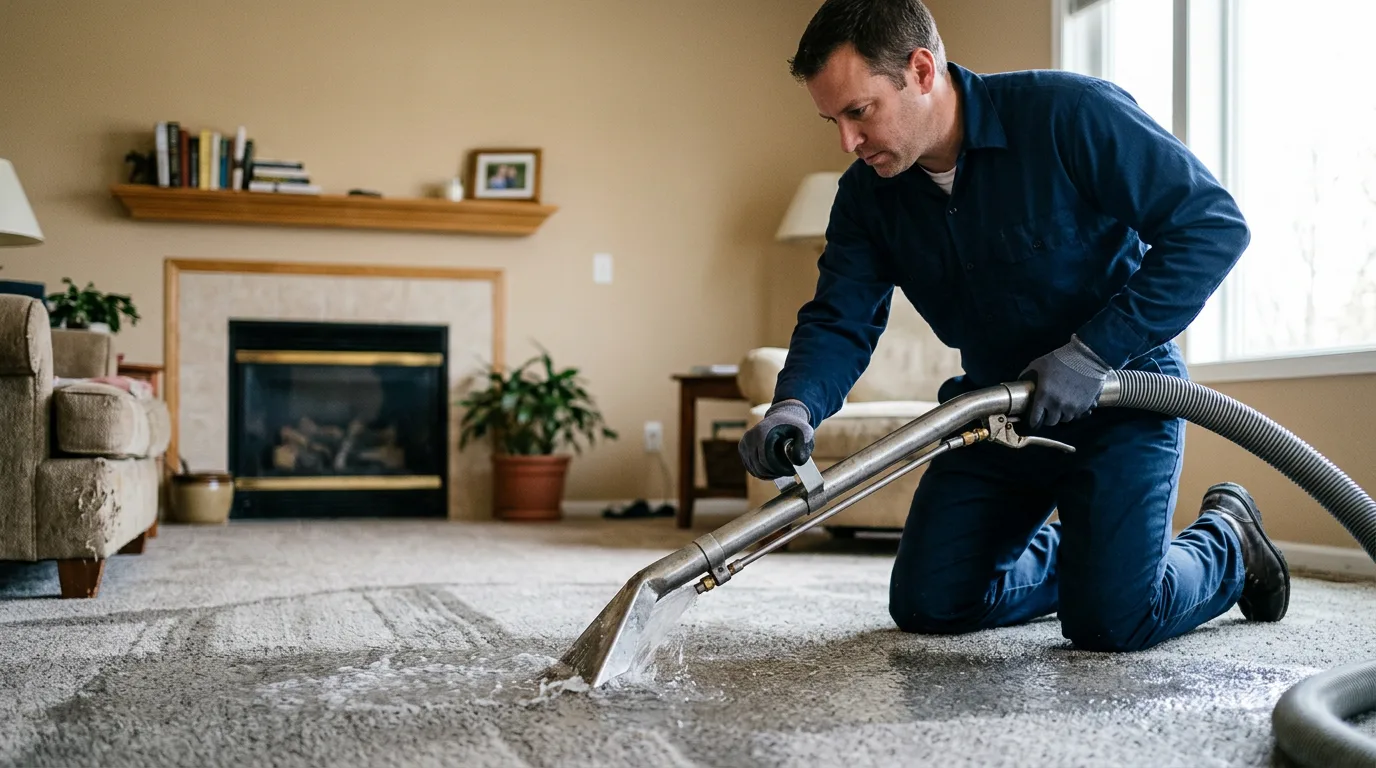 Water damage restoration technician working near Mooreland, IN